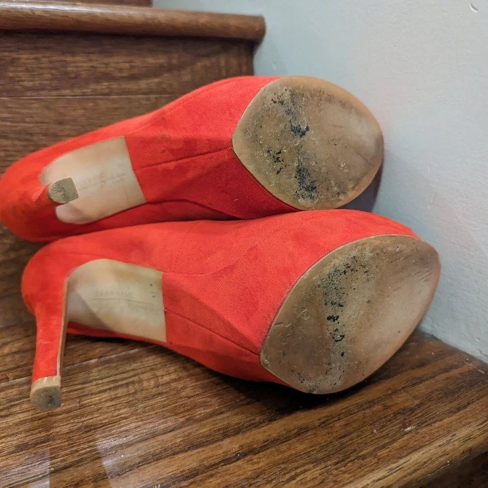 Zara Red Platform High Heels Women's Size 7 - Picture 11 of 13